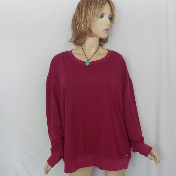 Nwt $60 NINE WEST Active Grenat Red Mesh Back Top  Sweater Sz 3X - Picture 1 of 9